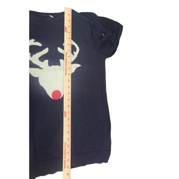 Navy pullover sweater Rudolph Reindeer Ugly Christmas Winter Holiday Medium - Picture 10 of 10
